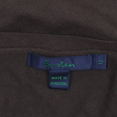 Boden Women Brown Cotton V-Neck Cardigan Size 12