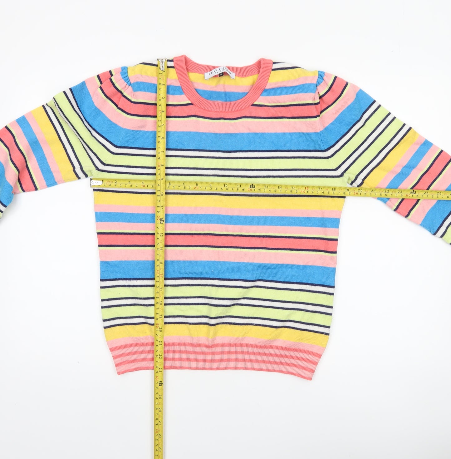 Kelly & Grace Women’s Multicoloured Striped Crew Neck Jumper Size L