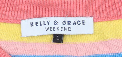 Kelly & Grace Women’s Multicoloured Striped Crew Neck Jumper Size L