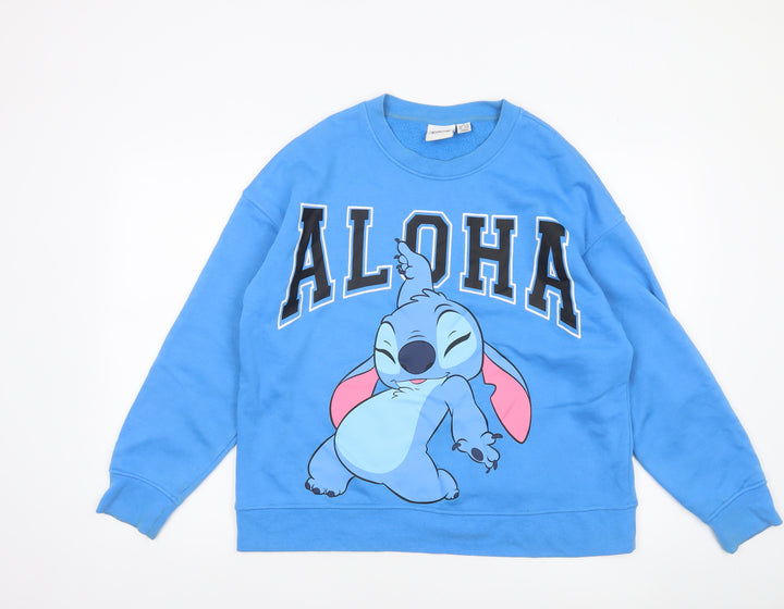 Disney Women’s Blue Stitch Aloha Sweatshirt Medium Pullover