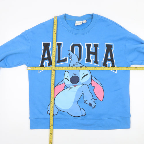 Disney Women’s Blue Stitch Aloha Sweatshirt Medium Pullover