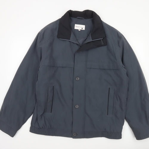 EWM Men's Blue L Basic Polyester Blend Casual Jacket Lined