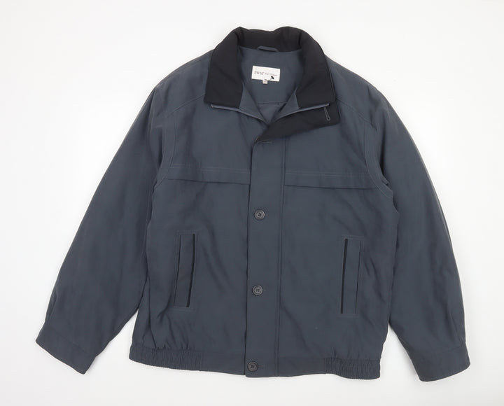 EWM Men's Blue L Basic Polyester Blend Casual Jacket Lined