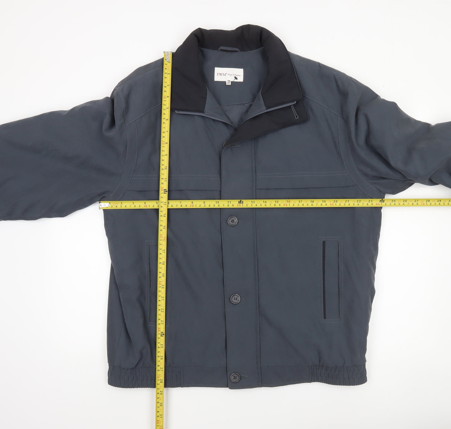 EWM Men's Blue L Basic Polyester Blend Casual Jacket Lined