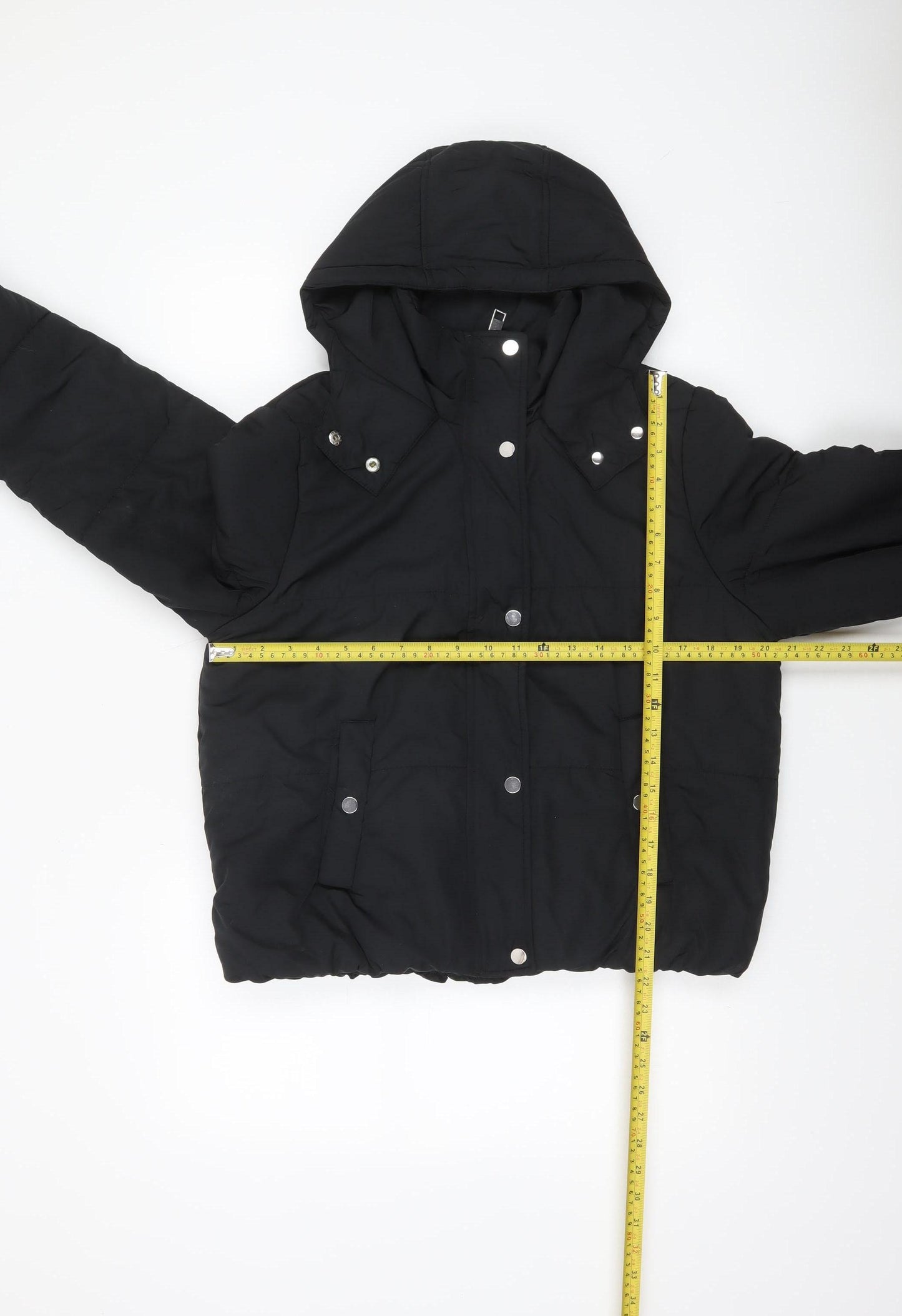 Marks and Spencer Womens Black Puffer Jacket Size 12 Hooded Winter Coat