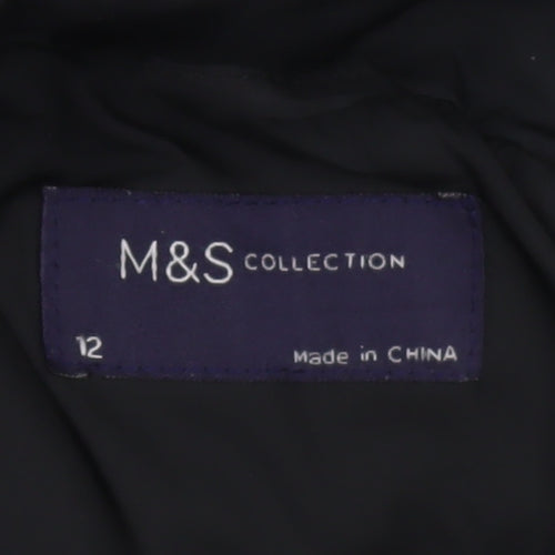 Marks and Spencer Womens Black Puffer Jacket Size 12 Hooded Winter Coat