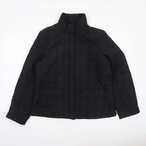 Bass Women's Black Quilted Puffer Jacket Size M Mid-Length Polyester