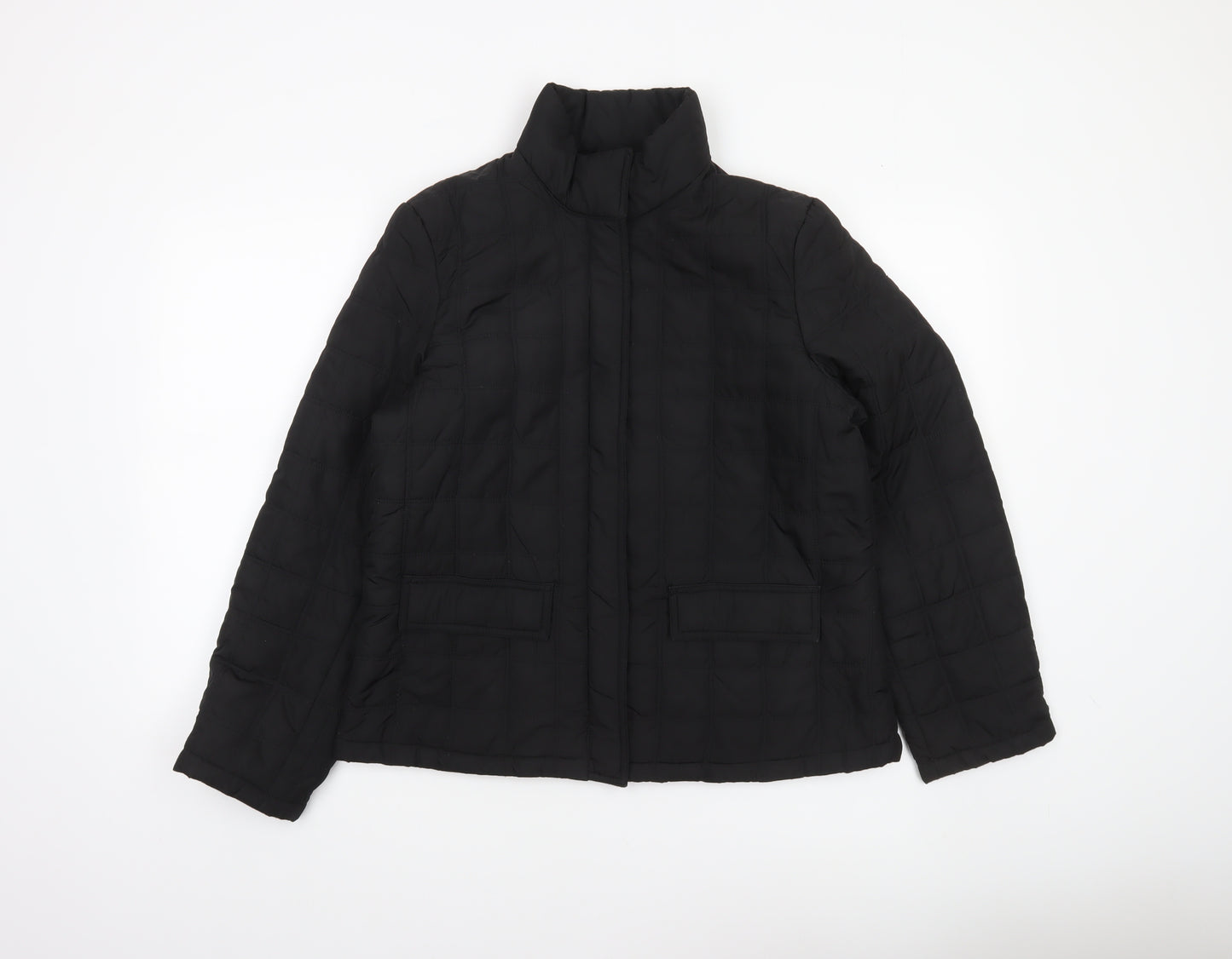 Bass Women's Black Quilted Puffer Jacket Size M Mid-Length Polyester