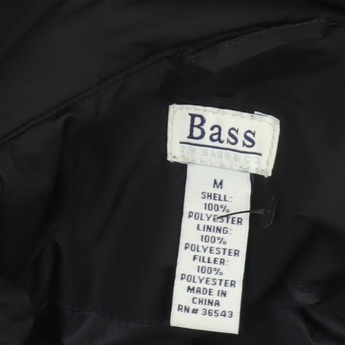 Bass Women's Black Quilted Puffer Jacket Size M Mid-Length Polyester