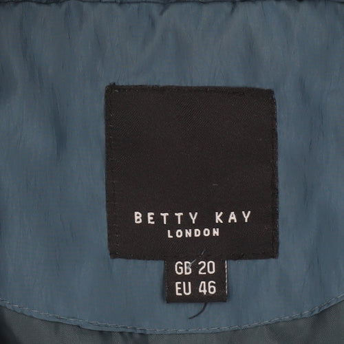 Betty Kay Women Blue Size 20 Mid-Length Zip Puffer Jacket