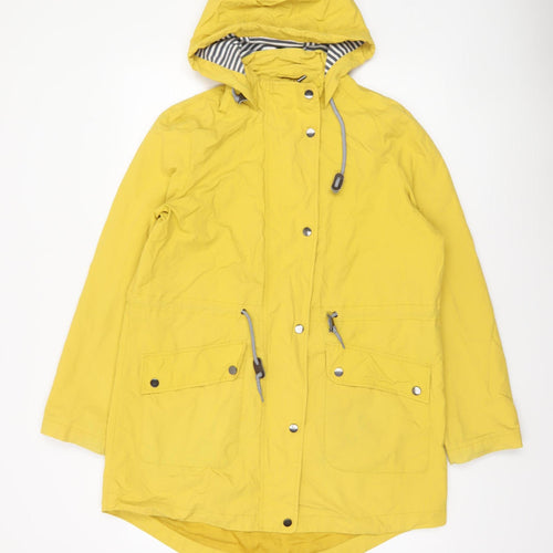 Tu Women’s Yellow Hooded Rain Coat Jacket Size 12 Water Resistant