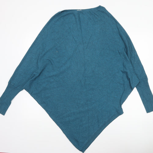 Tezenis Women Blue Batwing Cape Jumper Medium Lightweight Knit