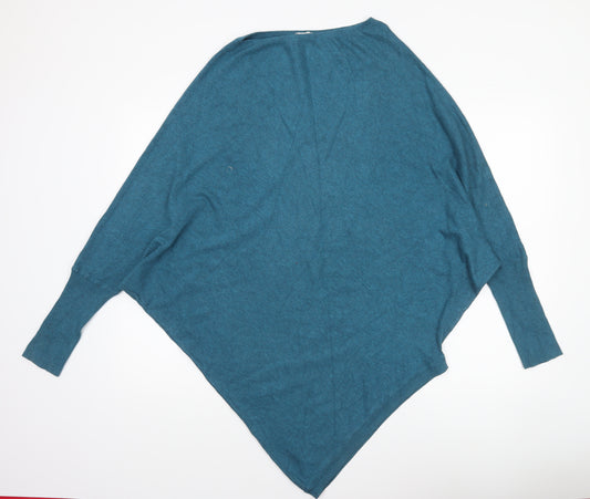 Tezenis Women Blue Batwing Cape Jumper Medium Lightweight Knit