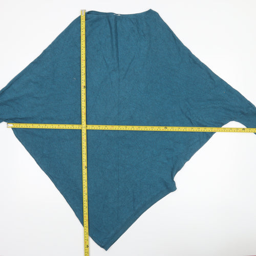 Tezenis Women Blue Batwing Cape Jumper Medium Lightweight Knit