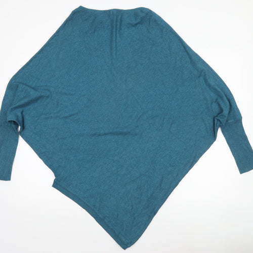 Tezenis Women Blue Batwing Cape Jumper Medium Lightweight Knit