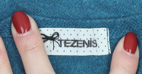 Tezenis Women Blue Batwing Cape Jumper Medium Lightweight Knit