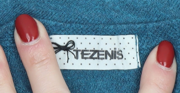 Tezenis Women Blue Batwing Cape Jumper Medium Lightweight Knit