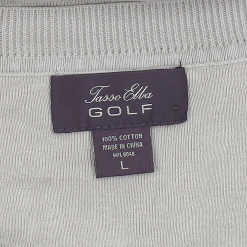 Tasso Elba Men Beige Argyle Cotton Golf Sleeveless Vest L
