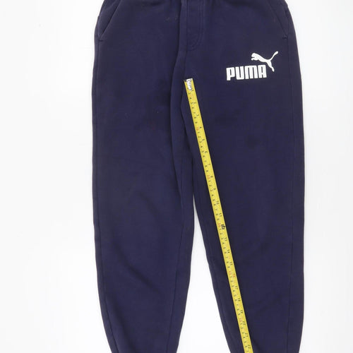 Puma Boys Blue Jogger Sweatpants 13-14 Years Cotton Blend Activewear