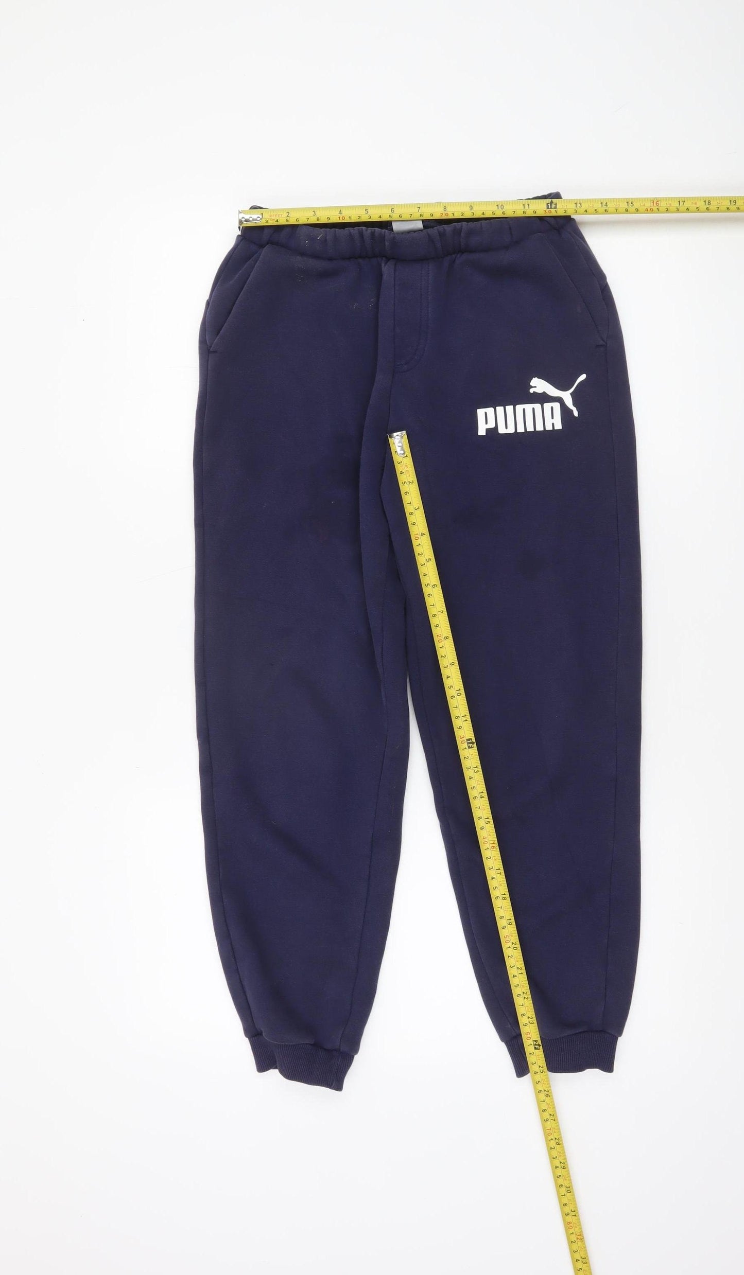 Puma Boys Blue Jogger Sweatpants 13-14 Years Cotton Blend Activewear
