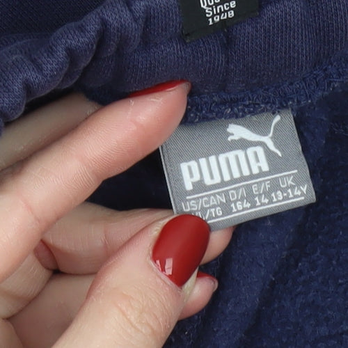 Puma Boys Blue Jogger Sweatpants 13-14 Years Cotton Blend Activewear