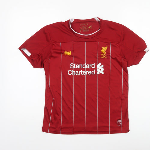 New Balance Boys Red Liverpool FC Short Sleeve Football Jersey T-Shirt Size 26