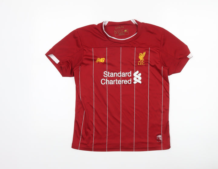 New Balance Boys Red Liverpool FC Short Sleeve Football Jersey T-Shirt Size 26