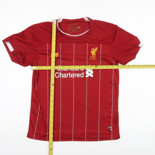 New Balance Boys Red Liverpool FC Short Sleeve Football Jersey T-Shirt Size 26