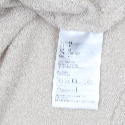 H&M Women’s Beige Boat Neck Relaxed Fit Knit Jumper Size M