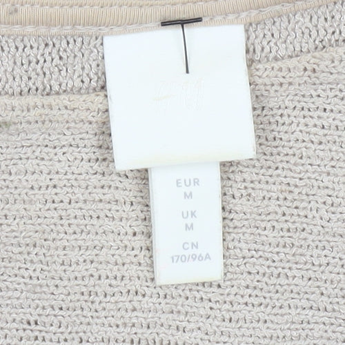 H&M Women’s Beige Boat Neck Relaxed Fit Knit Jumper Size M