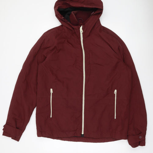 Next Men's Red Hooded Windbreaker Jacket Size L Lightweight Casual