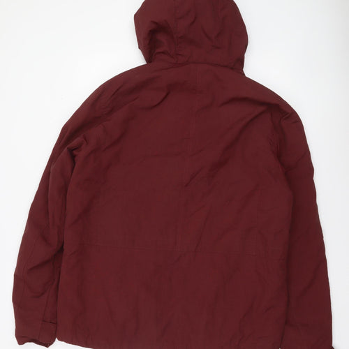 Next Men's Red Hooded Windbreaker Jacket Size L Lightweight Casual