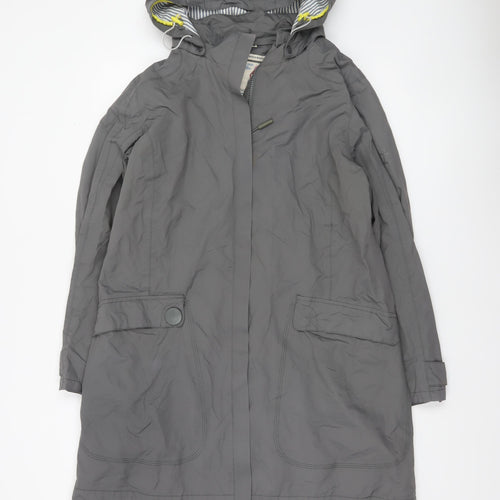 Seasalt Cornwall Women Grey Waterproof Rain Coat Size 14 Hooded Long