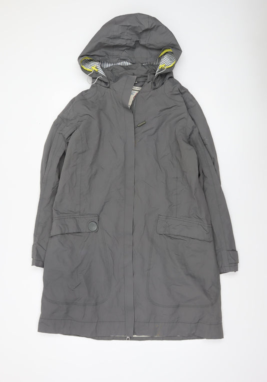 Seasalt Cornwall Women Grey Waterproof Rain Coat Size 14 Hooded Long
