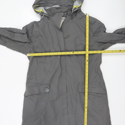 Seasalt Cornwall Women Grey Waterproof Rain Coat Size 14 Hooded Long