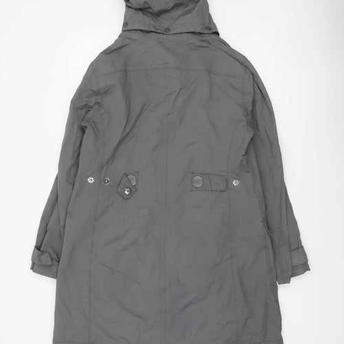 Seasalt Cornwall Women Grey Waterproof Rain Coat Size 14 Hooded Long