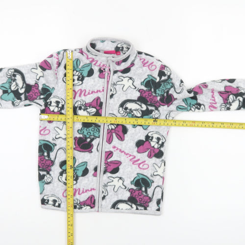 Disney Girls Grey Minnie Mouse Fleece Full Zip Jacket - Size 6 Years