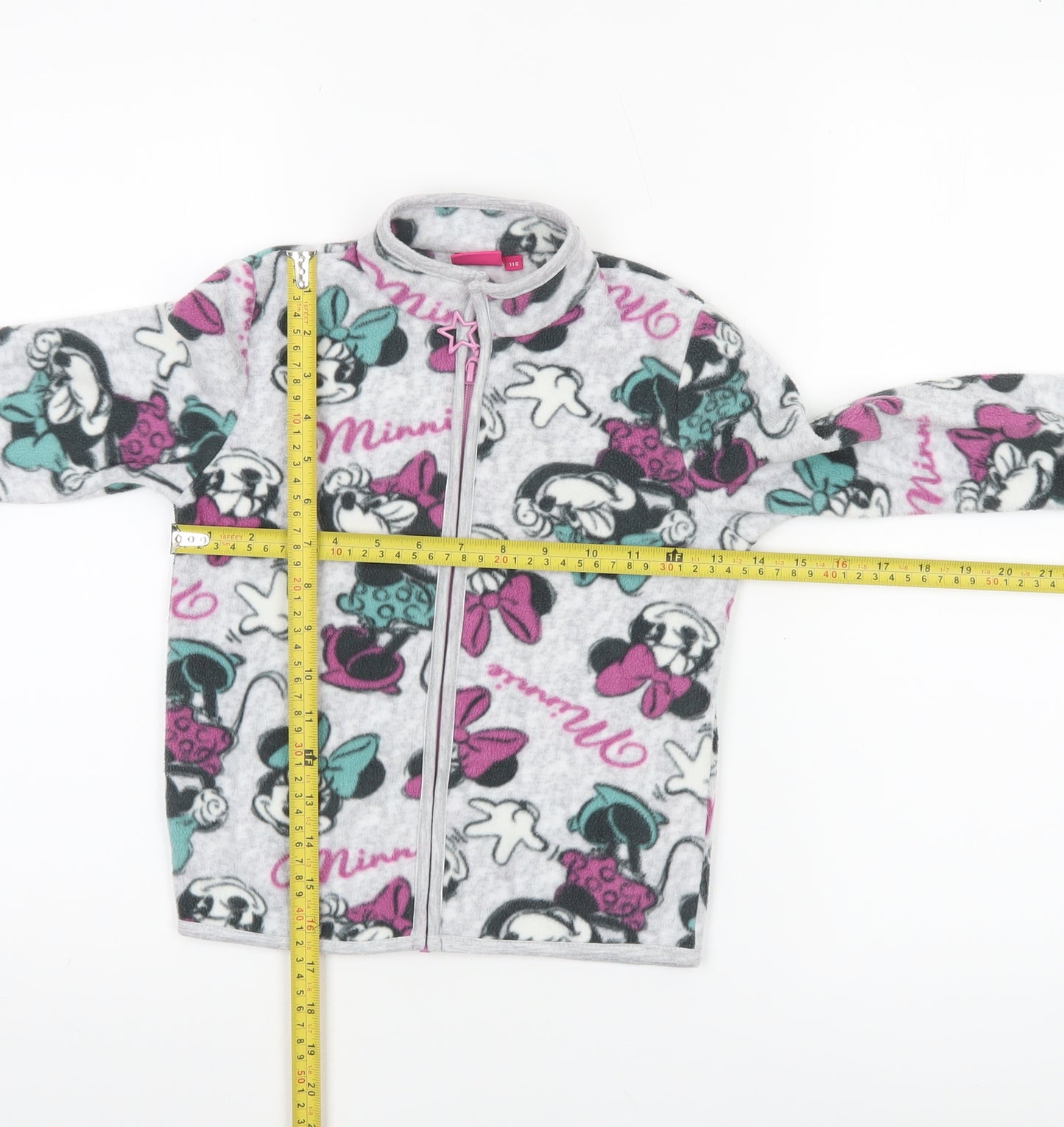 Disney Girls Grey Minnie Mouse Fleece Full Zip Jacket - Size 6 Years