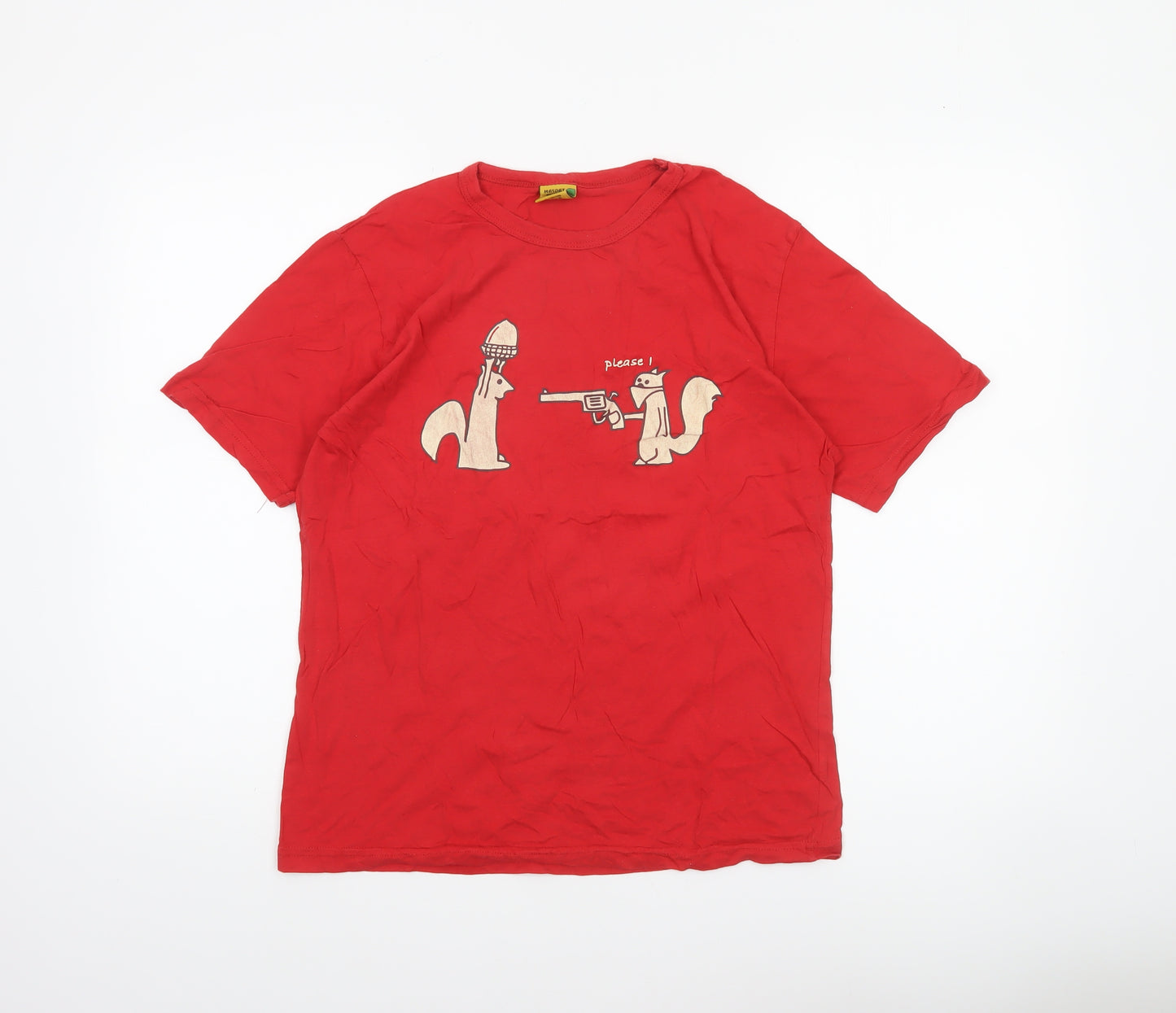 Masdat Womens Red Graphic Cartoon Cotton T-Shirt Medium