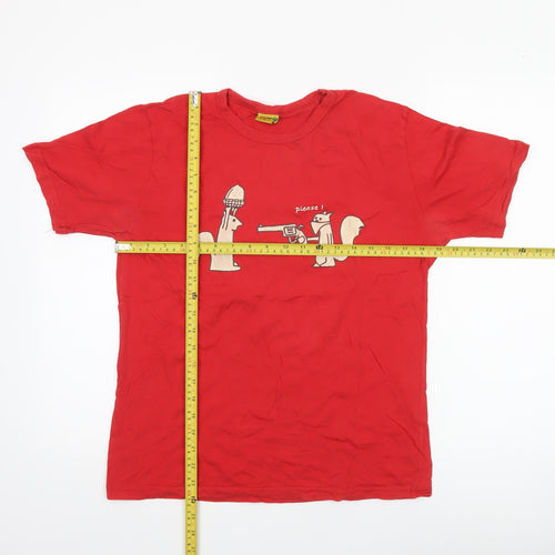 Masdat Womens Red Graphic Cartoon Cotton T-Shirt Medium