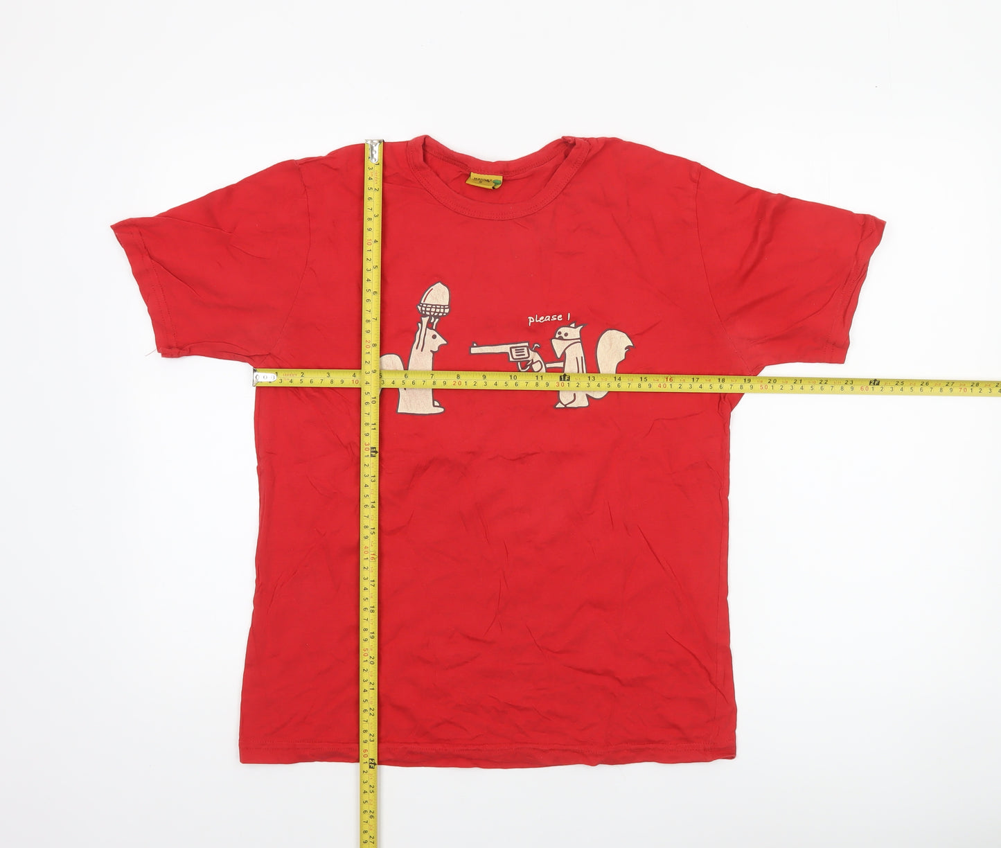 Masdat Womens Red Graphic Cartoon Cotton T-Shirt Medium