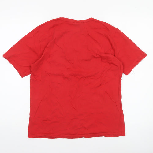 Masdat Womens Red Graphic Cartoon Cotton T-Shirt Medium