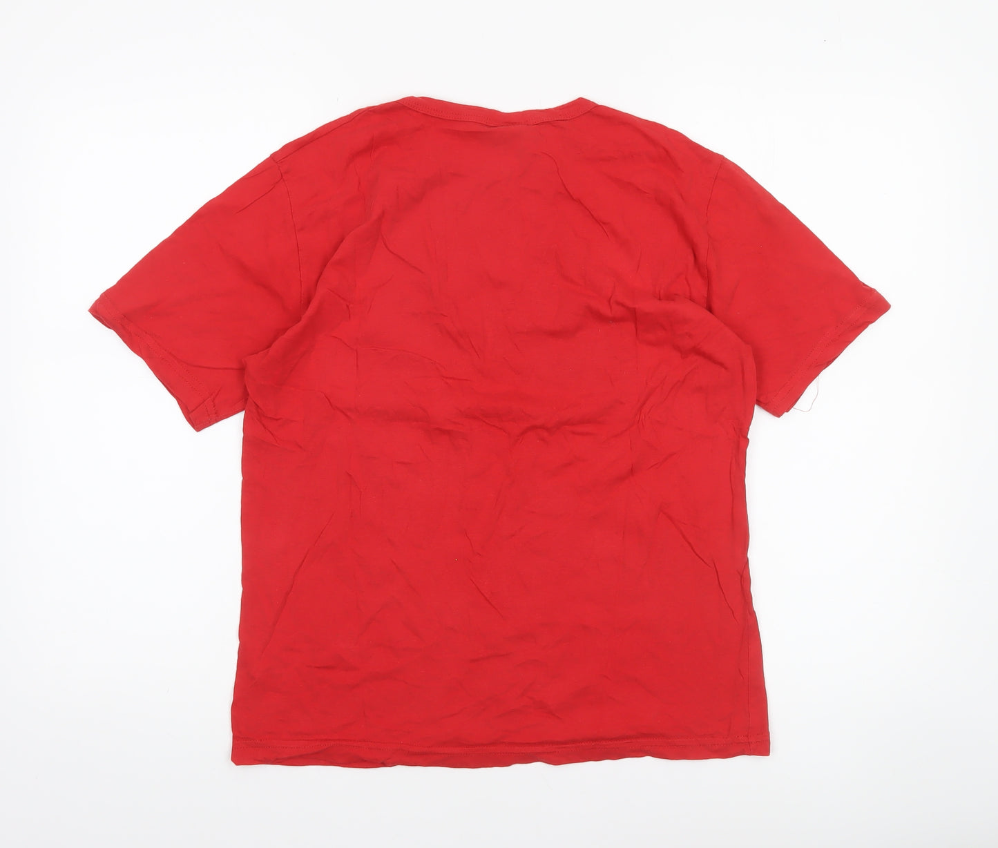 Masdat Womens Red Graphic Cartoon Cotton T-Shirt Medium