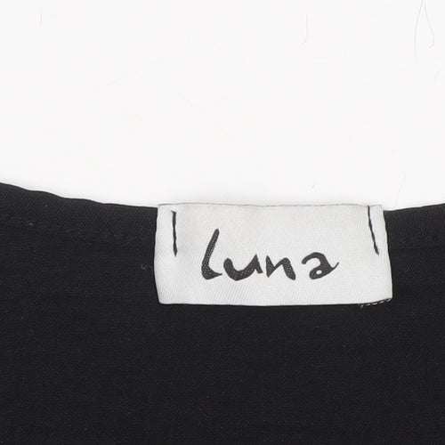 Luna Women Black V-Neck Flutter Sleeve Blouse M