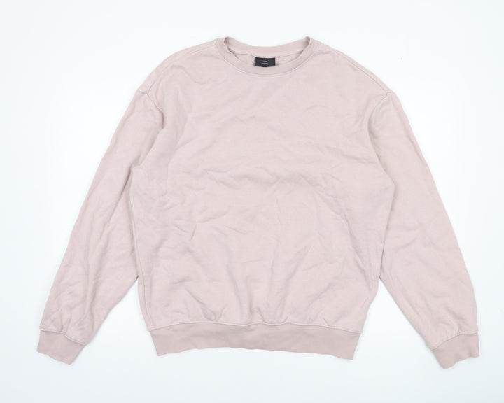 H&M Men’s Beige Loose Fit Sweatshirt Size S Crew Neck Pullover
