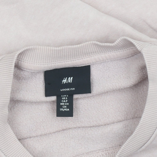 H&M Men’s Beige Loose Fit Sweatshirt Size S Crew Neck Pullover