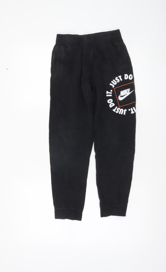 Nike Boys Black Jogger Sweatpants M 137-147cm Elastic Waist Cotton Blend