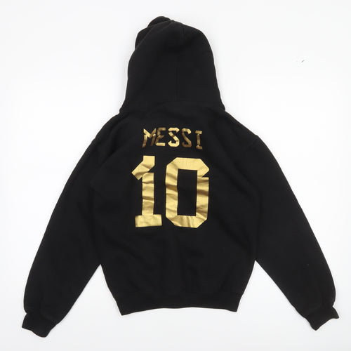 New Spirit Boys Black Messi Gold Logo Pullover Hoodie Size 9-11 Years