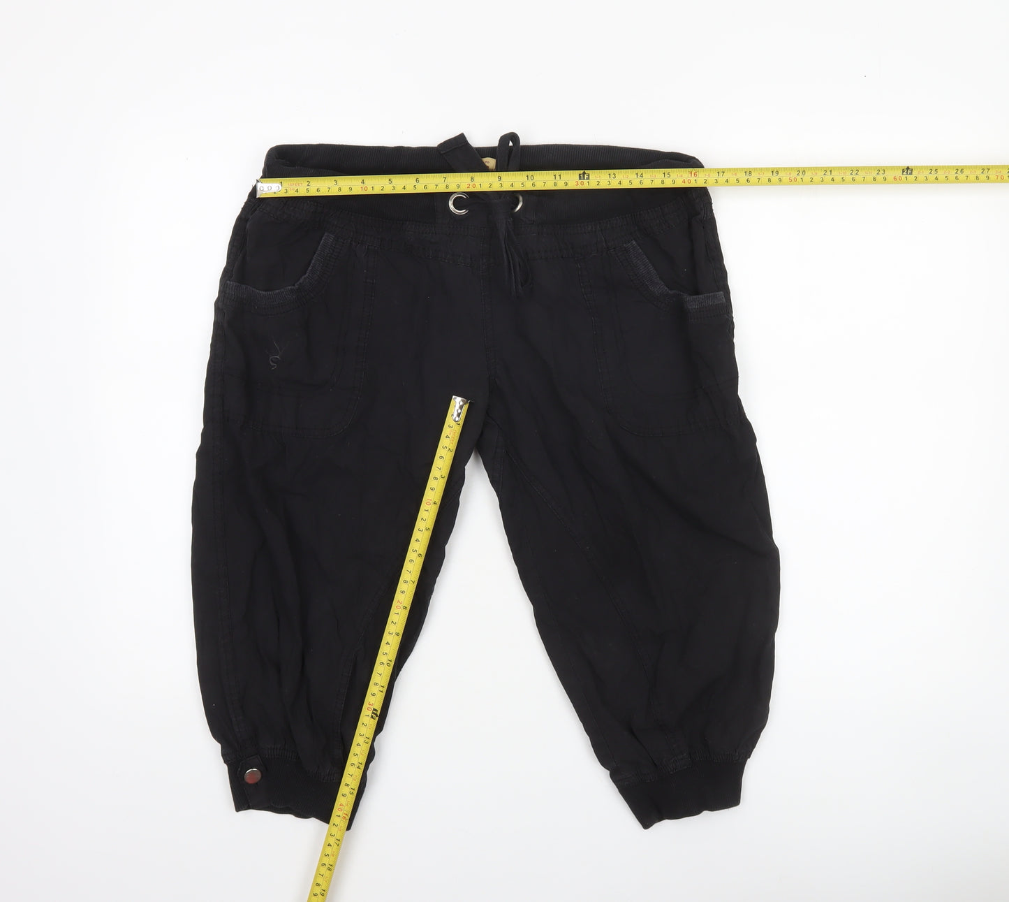 Denim Co Women Black Cotton Jogger Trousers Size 12