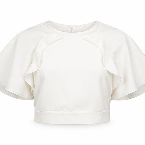 Miss Selfridge Women’s White Cropped Flutter Sleeve Blouse UK 6